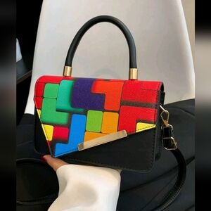 Colorful geometrical multicolored hand bag purse